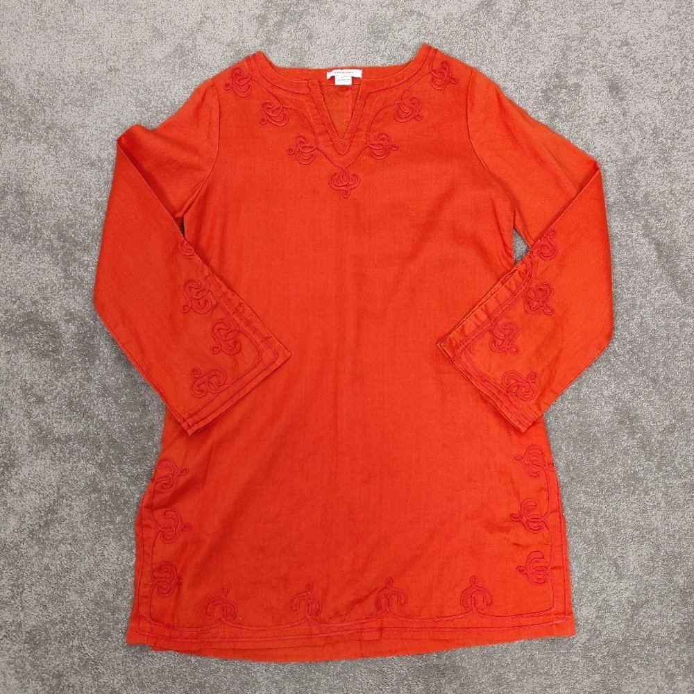 Isaac Mizrahi Women's Tunic Dress in Orange Size Small Oversized 100% Linen